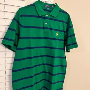 Polo by Ralph Lauren Green Navy Striped Polo with Yellow Pony